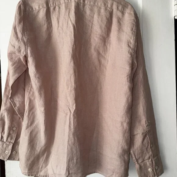 BANANA REPUBLIC. STANDARD-FIT LINEN RESORT SHIRT * SIZE MEDIUM * PINK - Picture 2 of 6